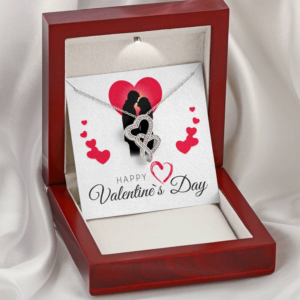 Happy Valentine's Day Necklace -  Message Card - Necklaces For Women - Future Mrs. Necklace - En Double Hearts Necklace