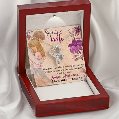 God Gave Me The Most Beautiful Angel As A Wife Double Hearts Necklace