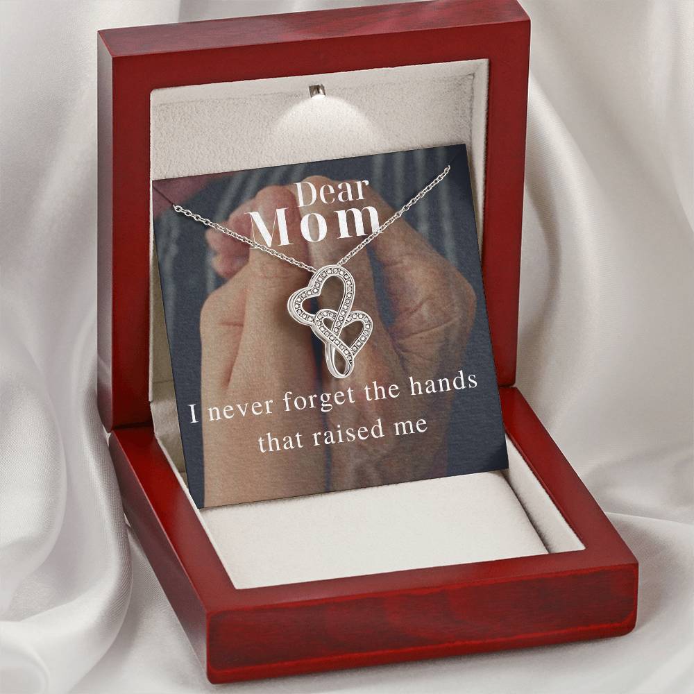 I Never Forget The Hands That Raised Me - ! Double Hearts Necklace