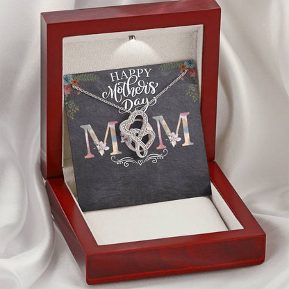 Happy Mother's Day Mom -  Double Hearts Necklace