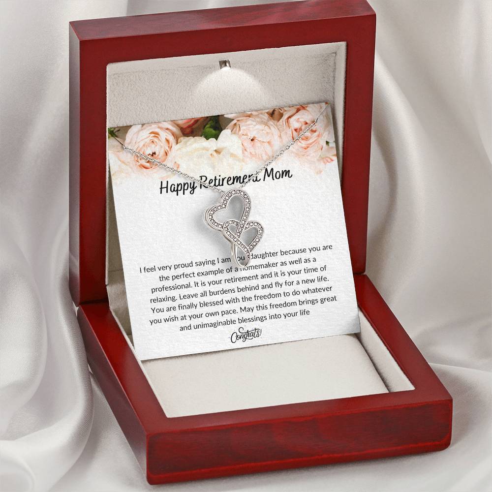 Retiring Mom - Double Heart Double Hearts Necklace