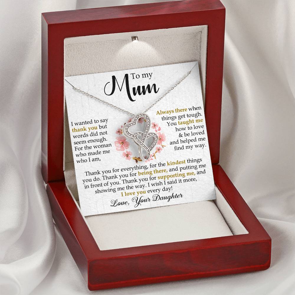 Mum Gift Be Loved Double Heart Necklace Double Hearts Necklace
