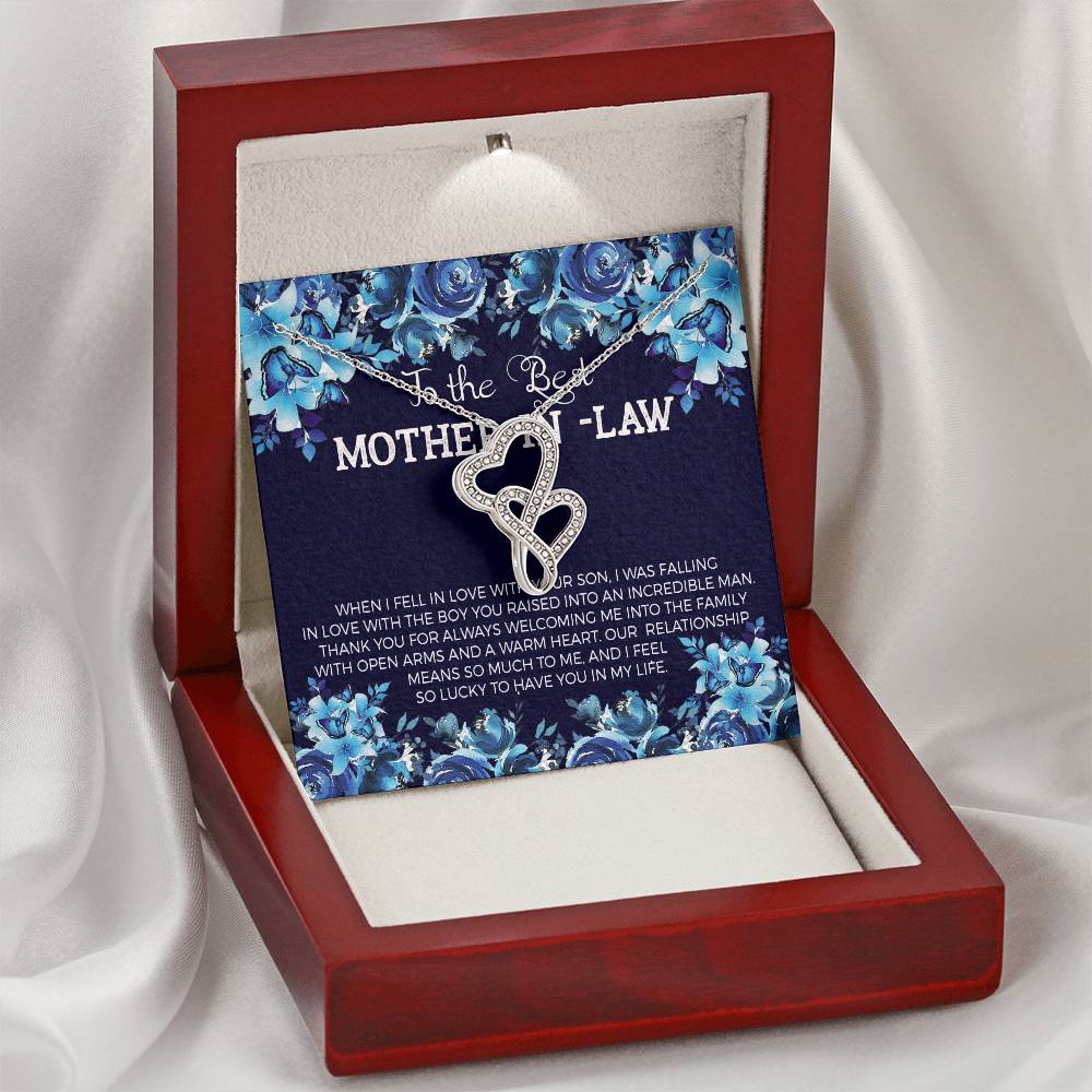 To The Best Mother In Law Double Hearts Necklace