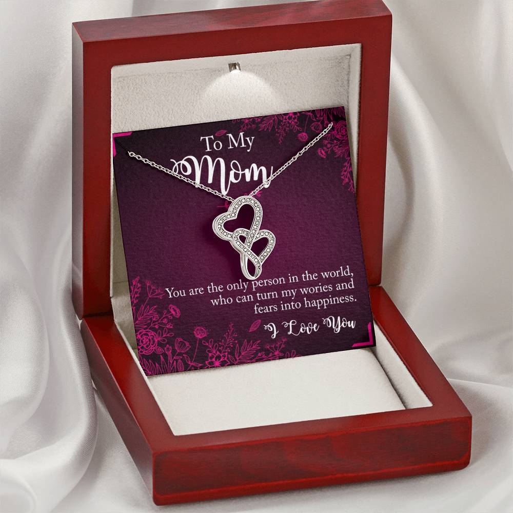 Love You Mom Double Hearts Necklace