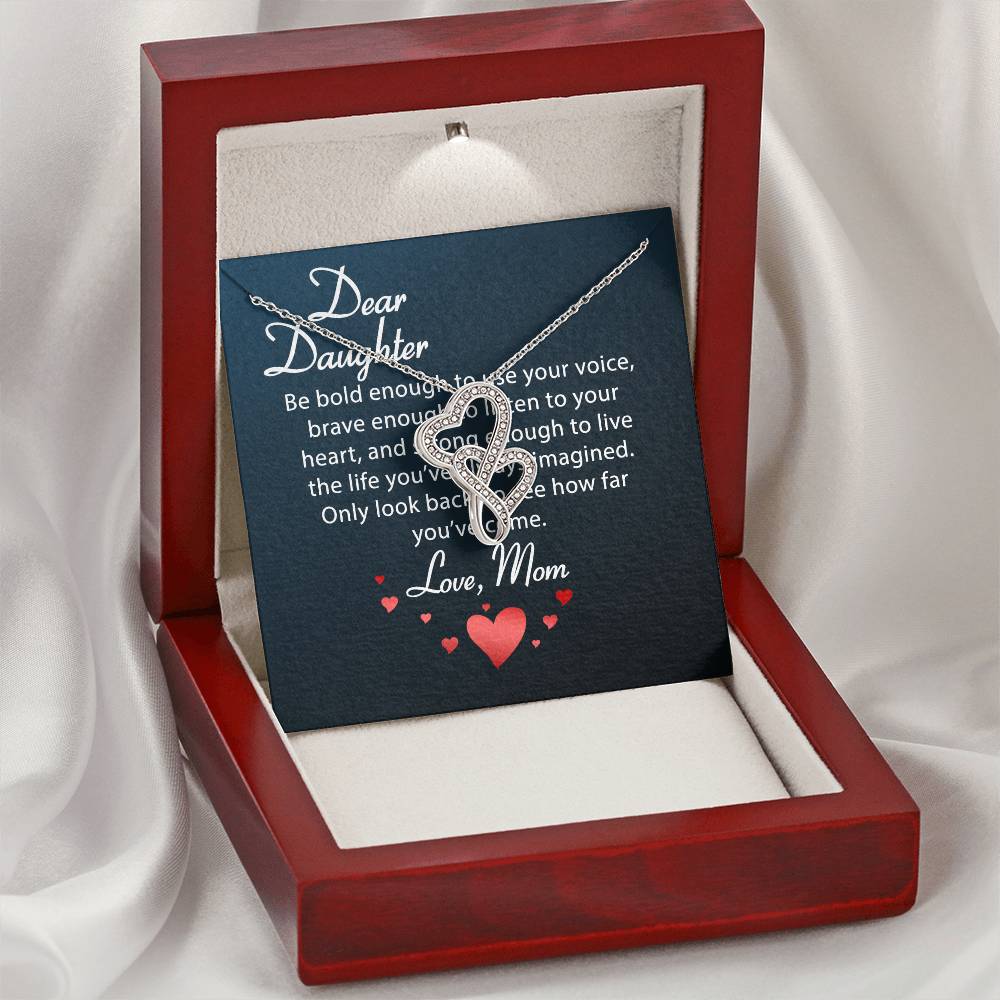 To Daughter From Dad 2 Double Heart Necklace Gift - Daughter Gift - To My Daughter Necklace From Mom - To My Daughter  Double Hearts Necklace