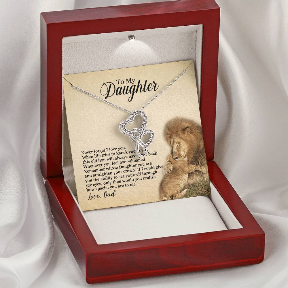To My Daughter Never Forget I Love You Necklace - To My Daughter Necklace - Father Daughter Necklace - Father To Daugh Double Hearts Necklace