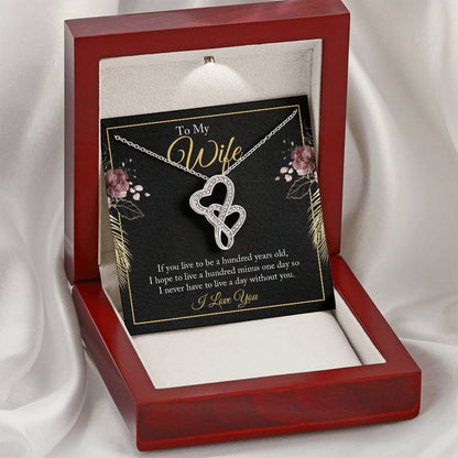 To My Wife - I Love You -  Double Hearts Necklace