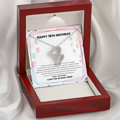 To My Daughter Happy - Birthday Double Hearts Necklace