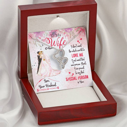 To My Wife Necklace Gift Anniversary Gift Gifts For Her Christmas Gift For Wife Birthday Gift G Double Hearts Necklace