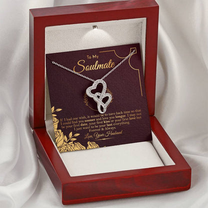 Soulmate Necklace Gift For Her - Gold Rose Wife -  - To My Soulmate Necklace - Anniversary Gift  Double Hearts Necklace
