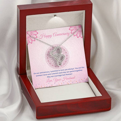 Anniversary Gift For Wife Double Hearts Necklace