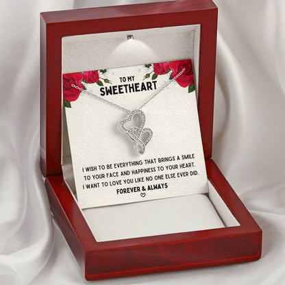 To My Sweetheart - Love You More Than Anyone - Double Heart Necklace Double Hearts Necklace