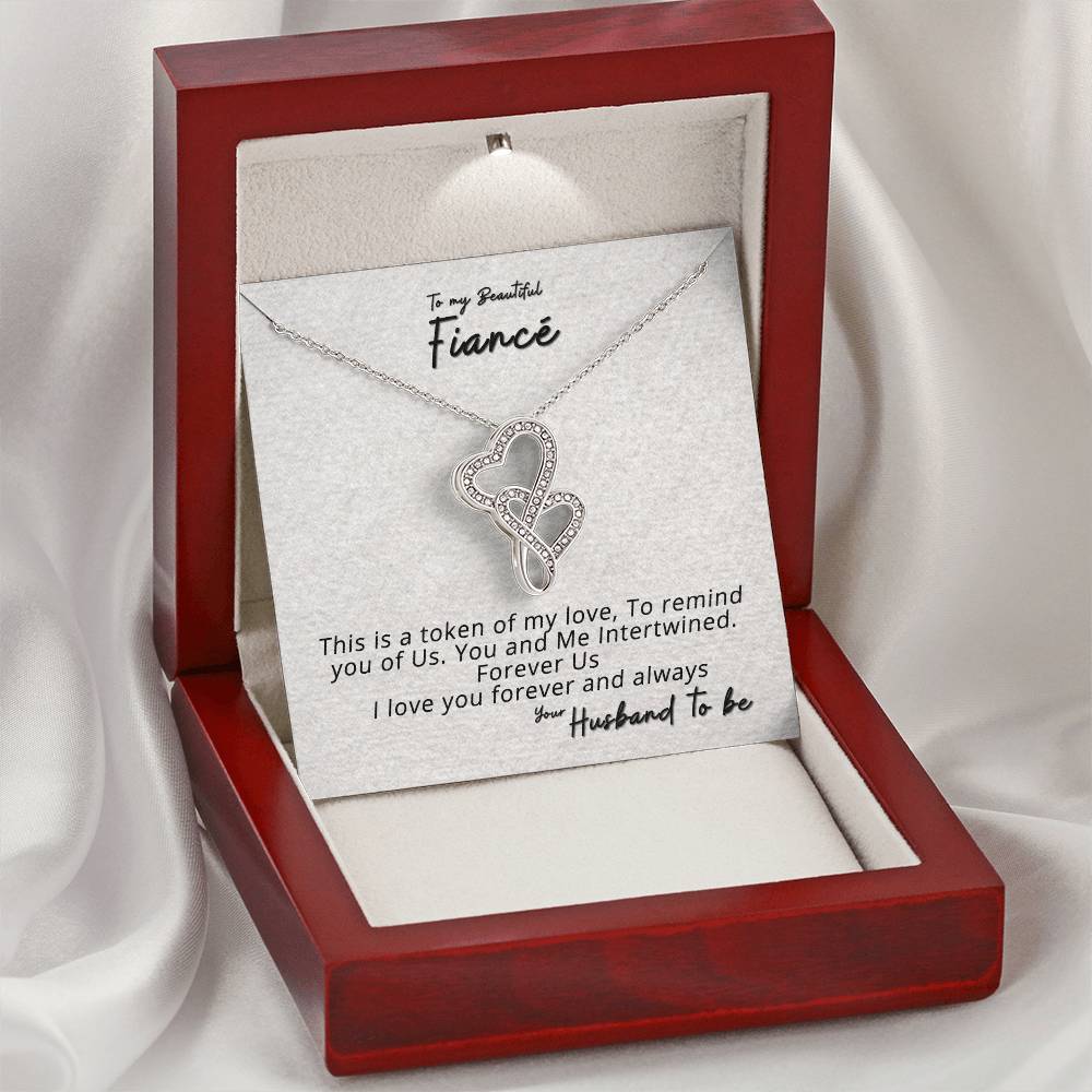 Beautiful Fiance Double Hearts Necklace