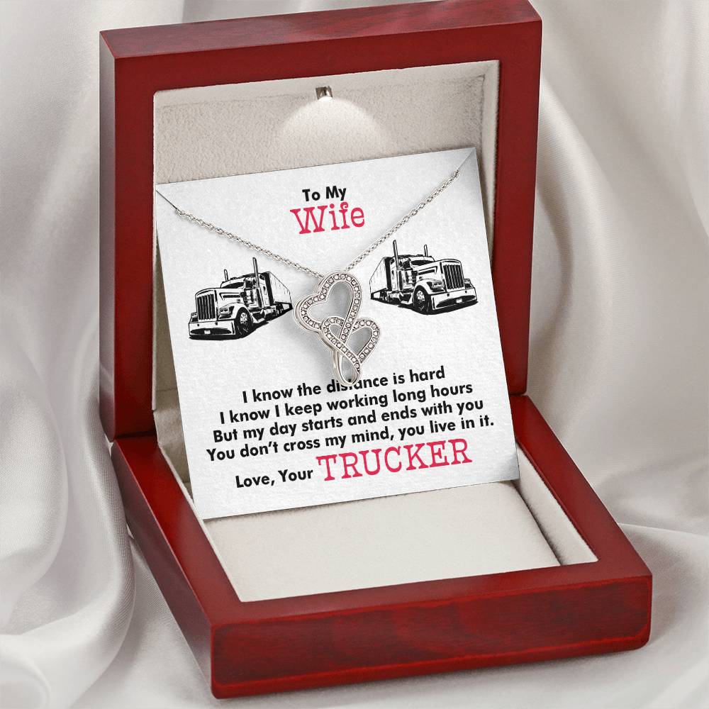 Trucker's Wife -  Double Hearts Necklace