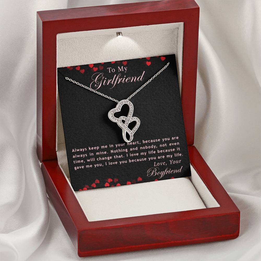 To My Girlfriend - Best Jewelry For Girlfriend -  For Girlfriend Double Hearts Necklace