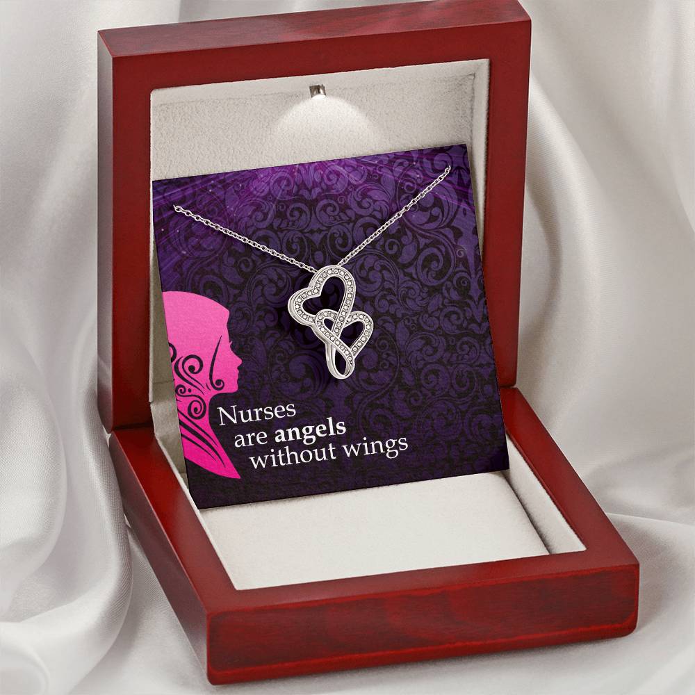 To My Nurse Daughter - Mothers Day Gift For Nurse - Birthday Gift For Nurse Daughter - Gift Necklace For Nurse Daughte Double Hearts Necklace
