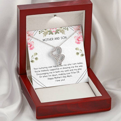 Mother's Day Gift For Mom Two Hearts Necklace For Mom From Son Double Hearts Necklace