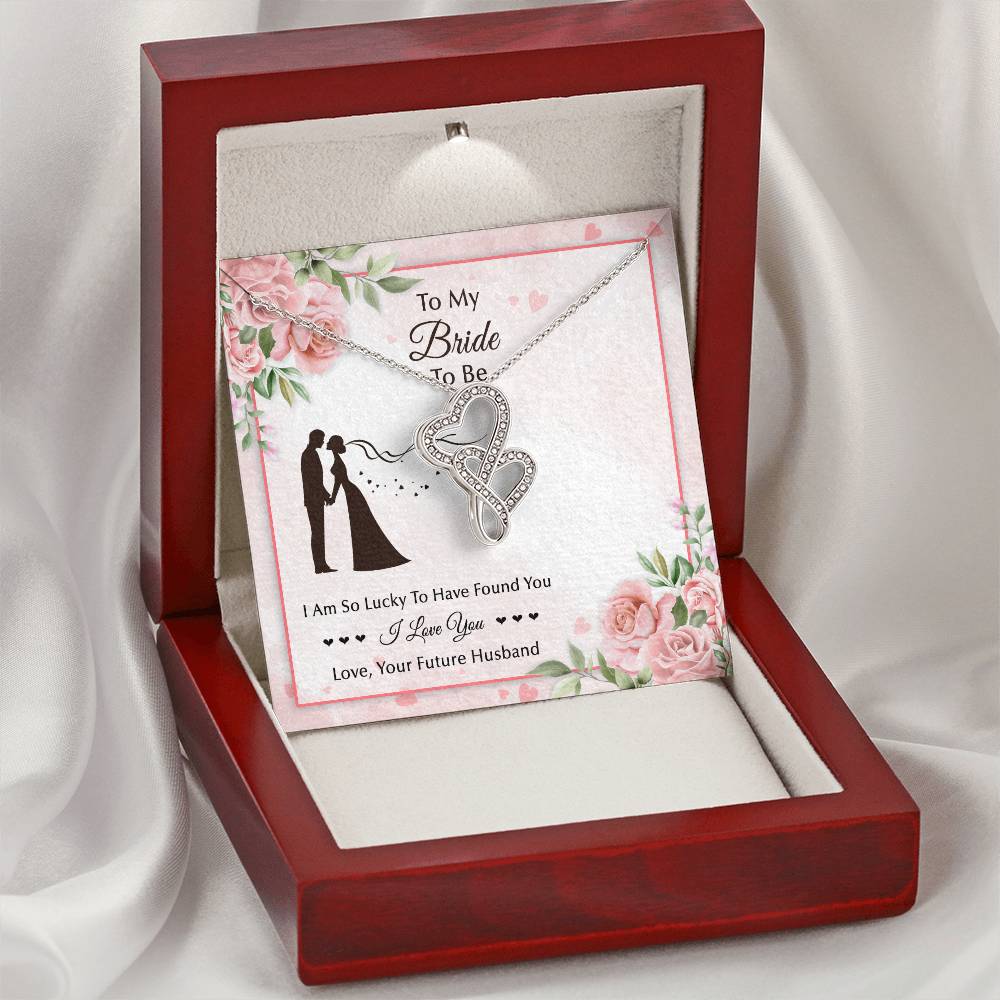 To My Bride To Be... Double Heart Design Double Hearts Necklace