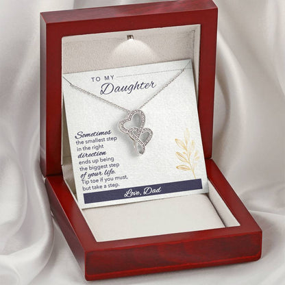 To My Daughter Never Forget I Love You Necklace - Gift For Daughter From Dad - Daughter Father Necklace - Daughter Gif Double Hearts Necklace