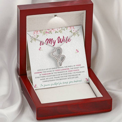Love Is A Lot Of Simple Things - I'm Forever Grateful For Being Your Husband Double Hearts Necklace