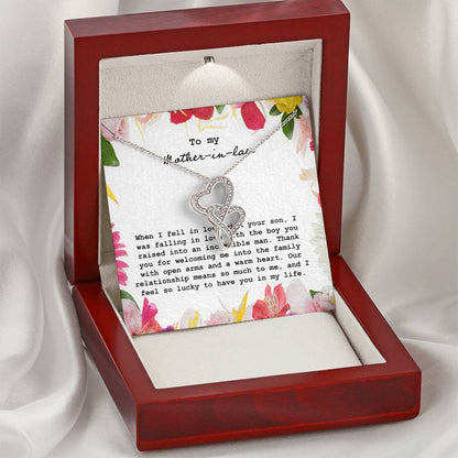 To My Mother In Law When I Fell In Love With Your Son Double Hearts Necklace