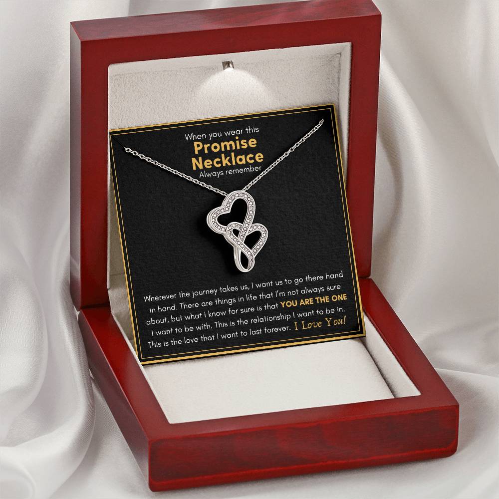Promise Necklace - You Are The One! Double Hearts Necklace
