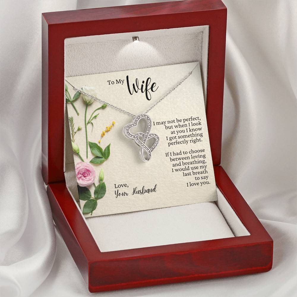 To My Wife - Last Breath - Necklace Double Hearts Necklace