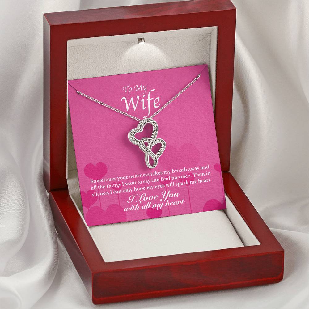 To My Wife - You Take My Breath Away -  Double Hearts Necklace