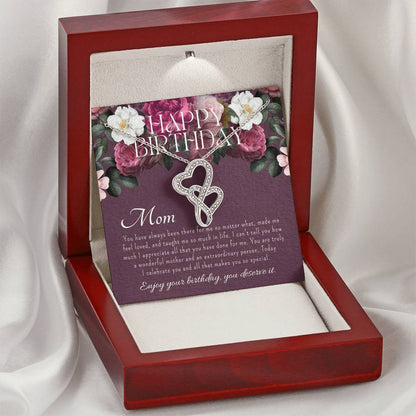 Mother's Birthday Gift  Necklace For Mom's Birthday  Elegant Gift For Mom From Daughter & Son  Best Mom Gift Message C Double Hearts Necklace