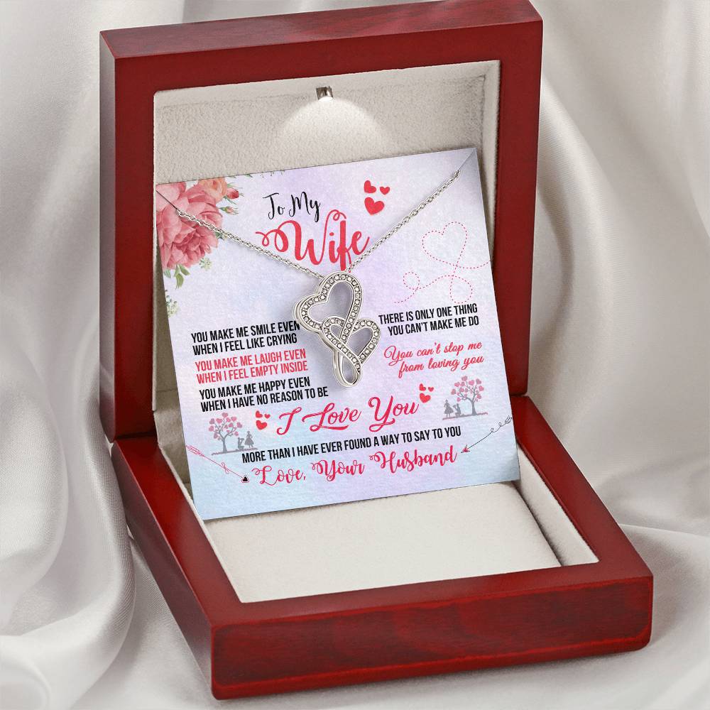 To My Wife I Love You - Double Heart Necklace Double Hearts Necklace