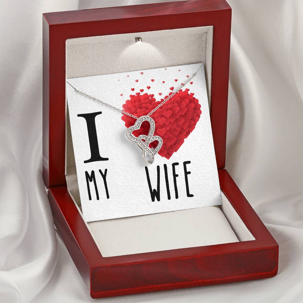I Love My Wife Double Hearts Cz Necklace Valentines Day Or Birthday Heartfelt Keepsake Gift Double Hearts Necklace