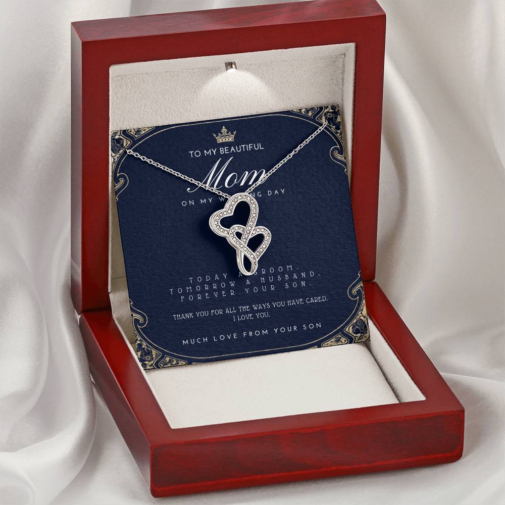 Mother Of The Groom Gift From Son  Mom Wedding Gift From Son  Wedding Gift From Groom To Mom Necklace Gift For Mom  We Double Hearts Necklace