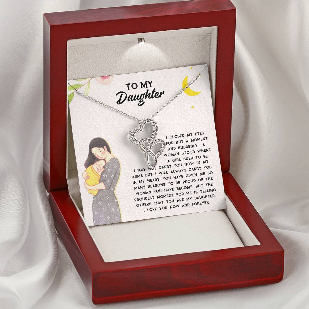 To Daughter From Dad 2 Double Heart Necklace Gift  - Mother And Daughter Necklace - Mom Gift - Mother Jewelry - Daught 3 Double Hearts Necklace