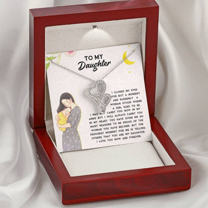 To Daughter From Dad 2 Double Heart Necklace Gift  - Mother And Daughter Necklace - Mom Gift - Mother Jewelry - Daught 3 Double Hearts Necklace