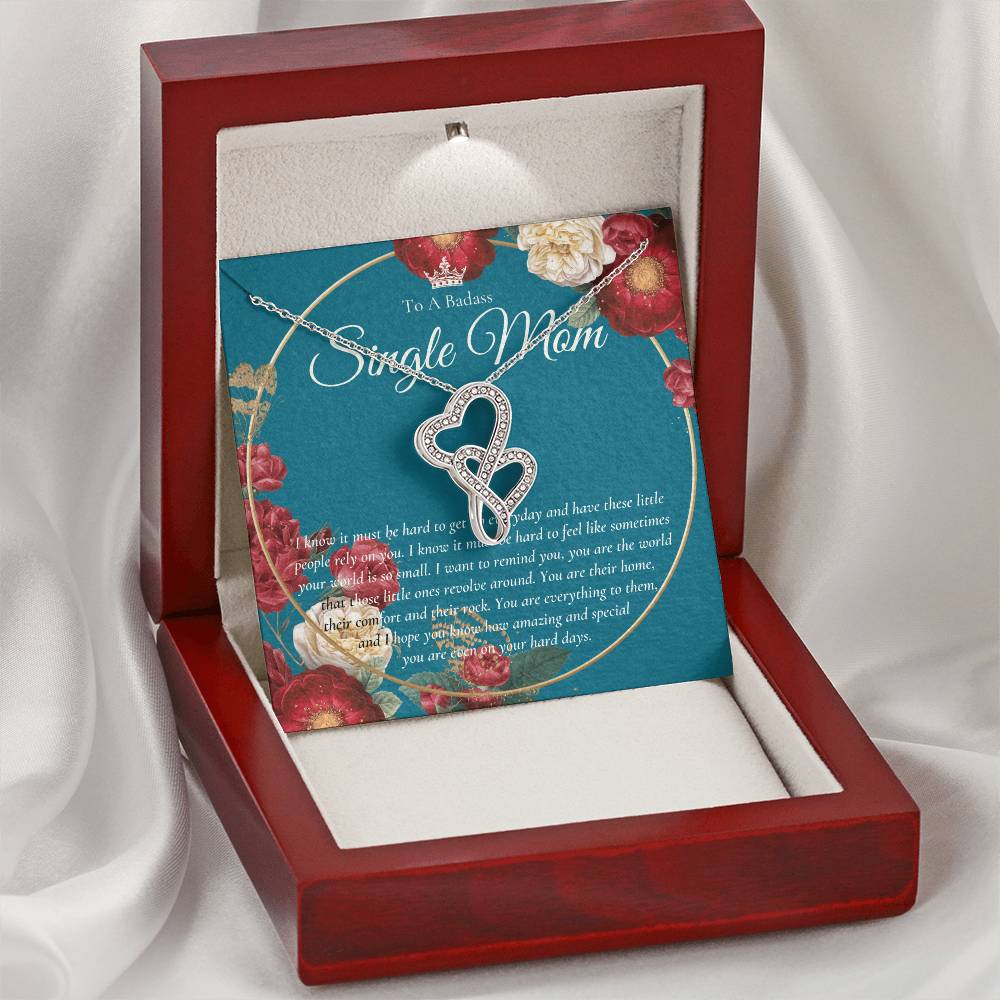 Single Mom Gift Mothers Day Gift Present For Single Mother Super Mom Necklace Gift For Single Mother Jewelry For Mom Double Hearts Necklace