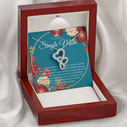 Single Mom Gift Mothers Day Gift Present For Single Mother Super Mom Necklace Gift For Single Mother Jewelry For Mom Double Hearts Necklace