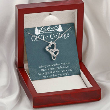 Graduation Gift Necklace For Girls - Graduate Gift Jewelry -  College - High School - Elementary School - Senior Gradu 1 Double Hearts Necklace