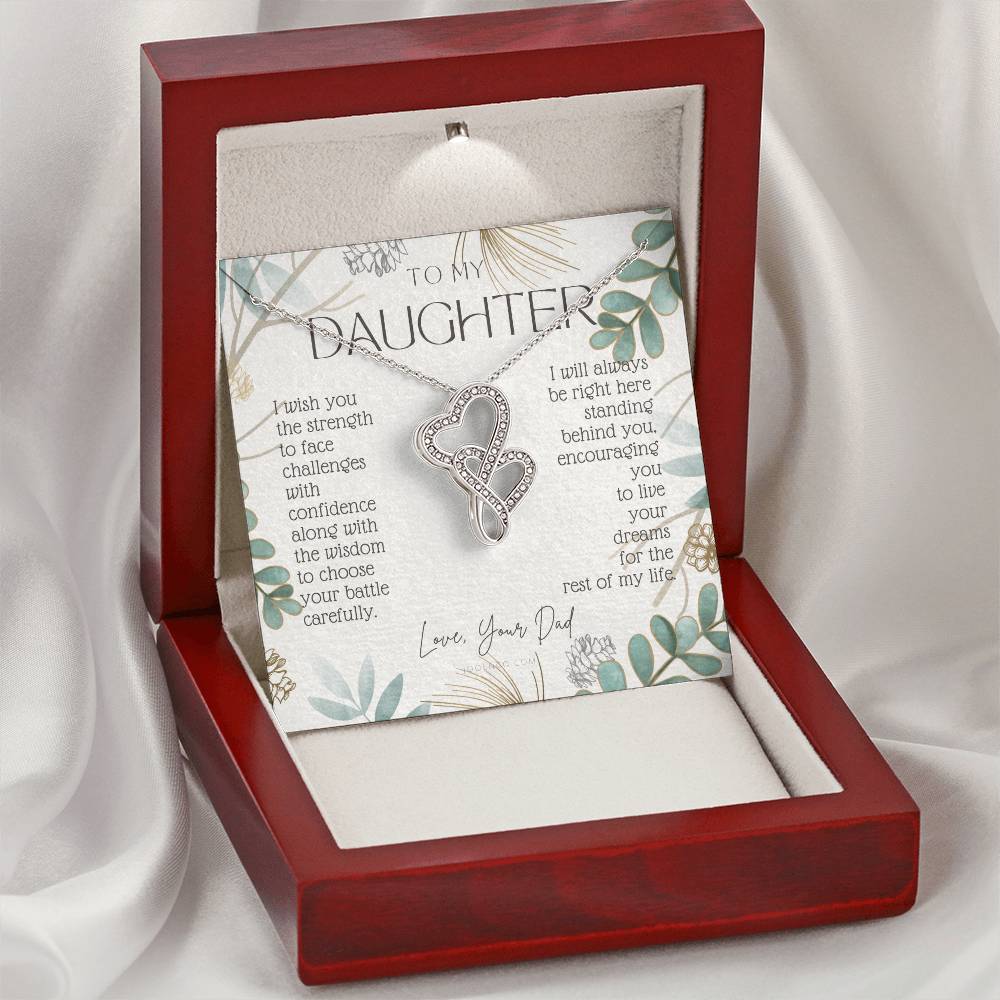 To My Daughter Live Your Dreams Gift For Daughter From Dad Daughter Birthday Graduation Christmas Present Double Hearts Necklace