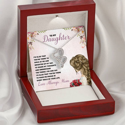 To My Daughter -  Gift Double Hearts Necklace