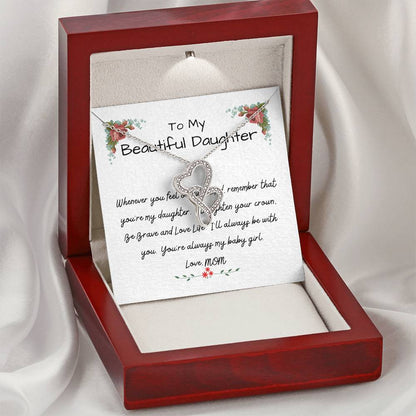 To My Beautiful Daughter - I Love You Forever - Daughter's Birthday Gift - Necklace For Daughter - Gift For Daughter - Double Hearts Necklace