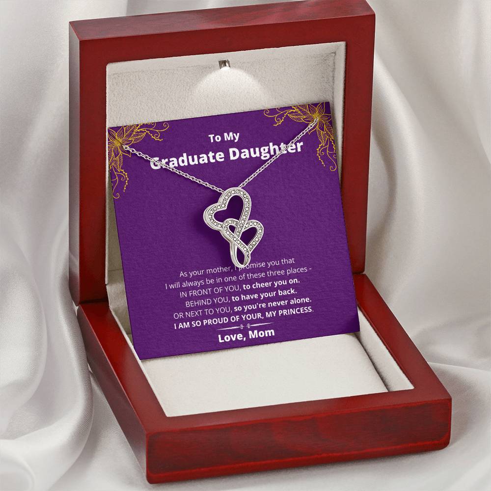 To My Beautiful Daughter Necklace - Daughter Gift - To My Daughter Necklace From Mom - To My Daughter Necklace From Da Double Hearts Necklace