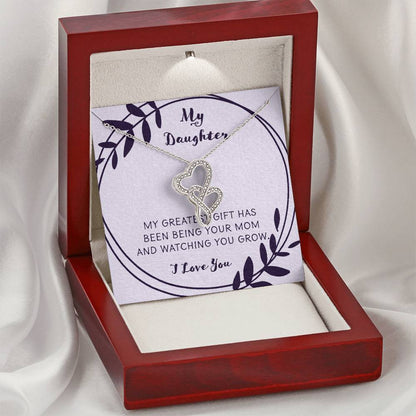 My Daughter My Greatest Gift Double Hearts Necklace