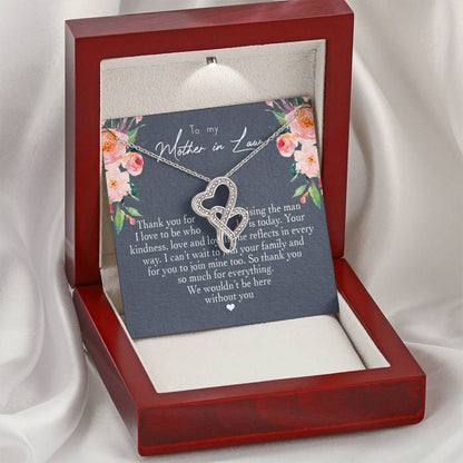 To My Mother In Law Thank You For Raising The Man I Love  2 Double Hearts Necklace