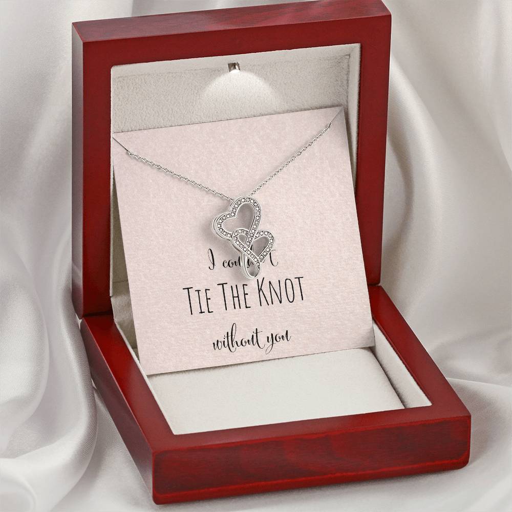 I Can't Tie The Knot Without You - Pink Double Hearts Necklace