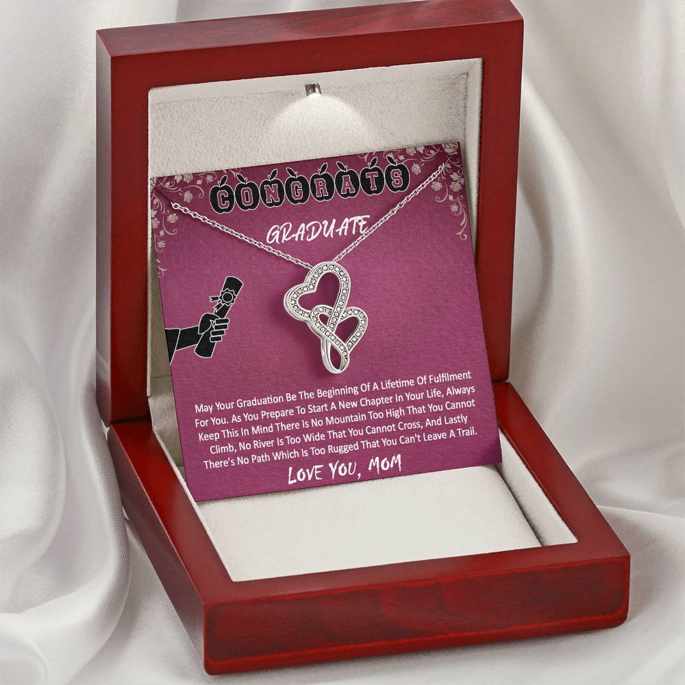 Graduation Gift For Daughter -  Double Hearts Necklace