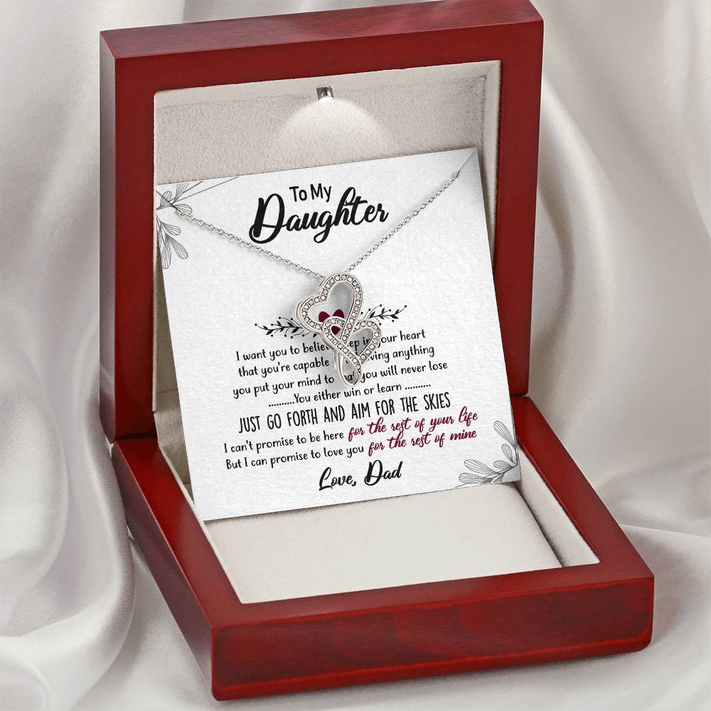 Double Heart Necklace Gift - To Daughter From Dad Necklace - Dad And Daughter Never Forget I Love You Gift From Dad -  2 Double Hearts Necklace