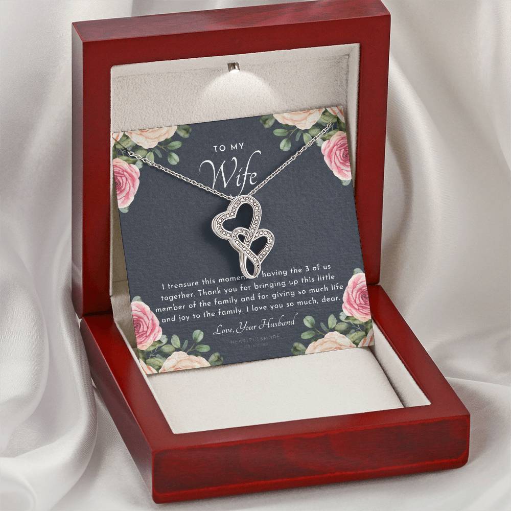 Postpartum Gift For Wife Gift For Wife Post Pregnancy Becoming A Mother Gift Gift For Wife Birth Wife After Pregnancy  4 Double Hearts Necklace