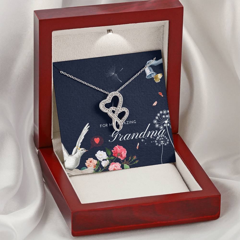 To My Amazing Grandma Necklace  To My Badass Grandmother Necklace  Gifts For Grandma  Grand Mother Necklace  From Gran Double Hearts Necklace