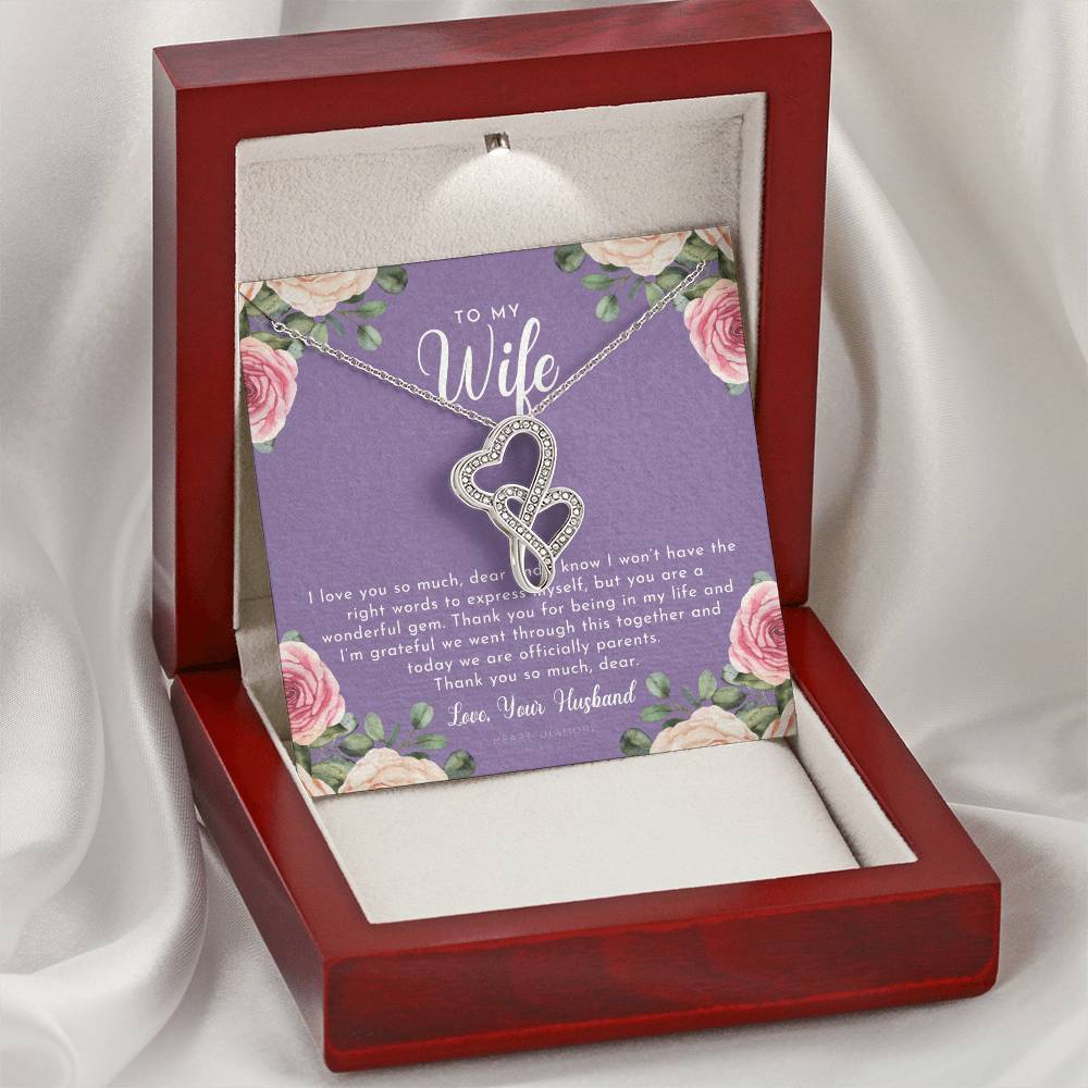 Postpartum Gift For Wife Gift For Wife Post Pregnancy Becoming A Mother Gift Gift For Wife Birth Wife After Pregnancy  5 Double Hearts Necklace