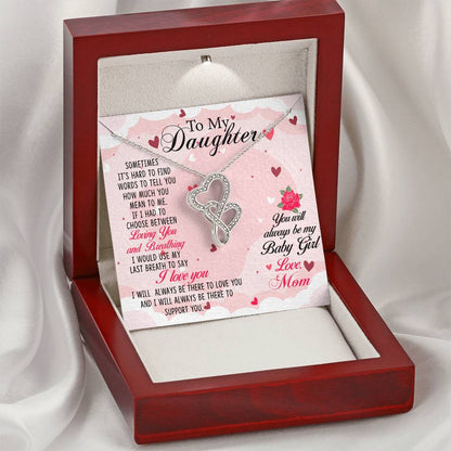 To My Daughter - I Will Always Be There To Love You - Necklace Double Hearts Necklace